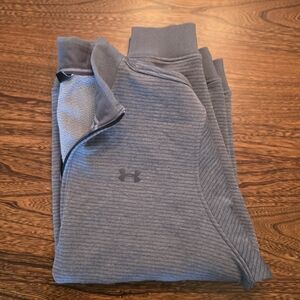 Under Armor Coldgear Charcoal Gray Striped Fleece Sweatshirt Extra Large. XL